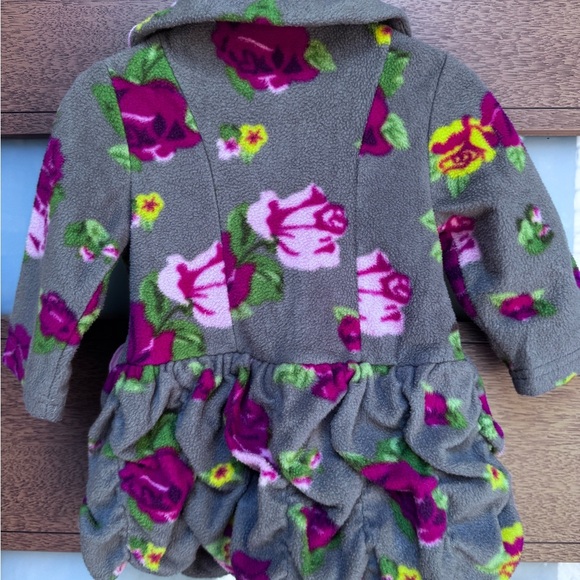 Girls' Mack & Co Floral Fleece Jacket - Gray and Purple 12 mo - Picture 4 of 4